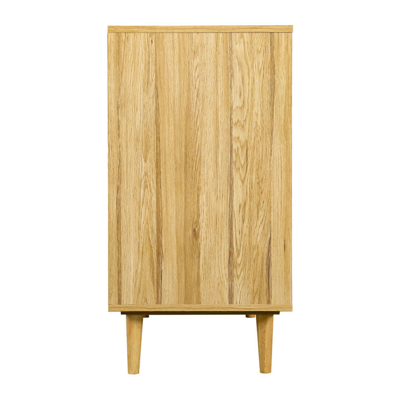 Commode en Bois Clair avec Portes en Osier - Style Naturel